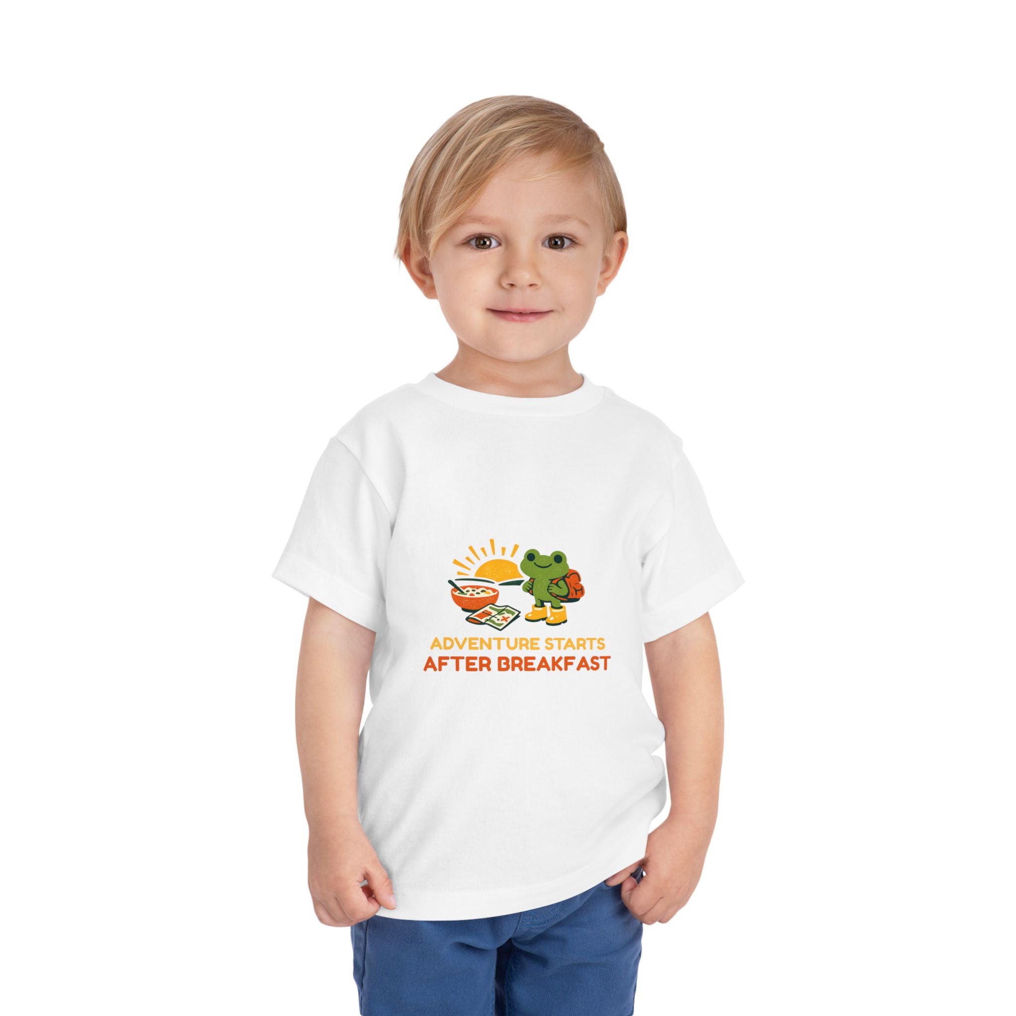 Toddler Tee - "Adventure Starts After Breakfast" Frog Breakfast Graphic