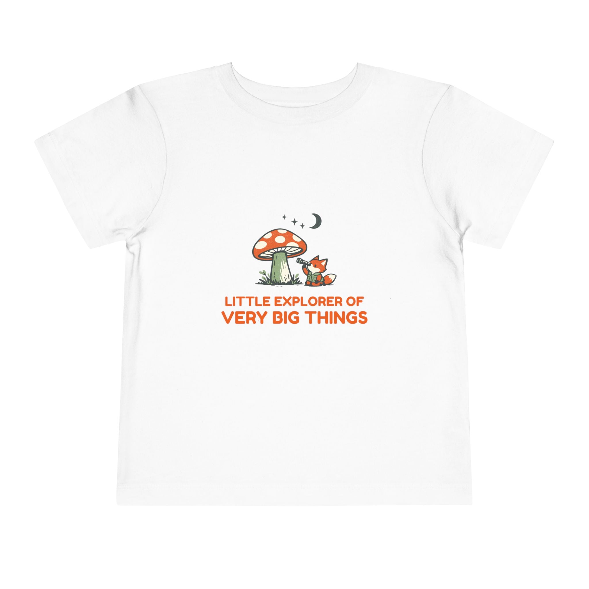 Toddler Tee — "Little Explorer of Very Big Things" Mushroom & Fox Adventure