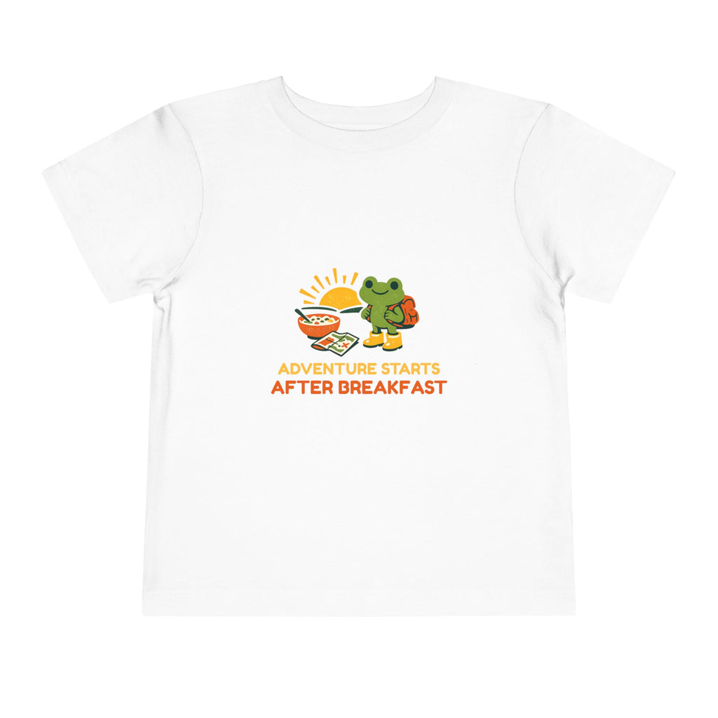 Toddler Tee - "Adventure Starts After Breakfast" Frog Breakfast Graphic