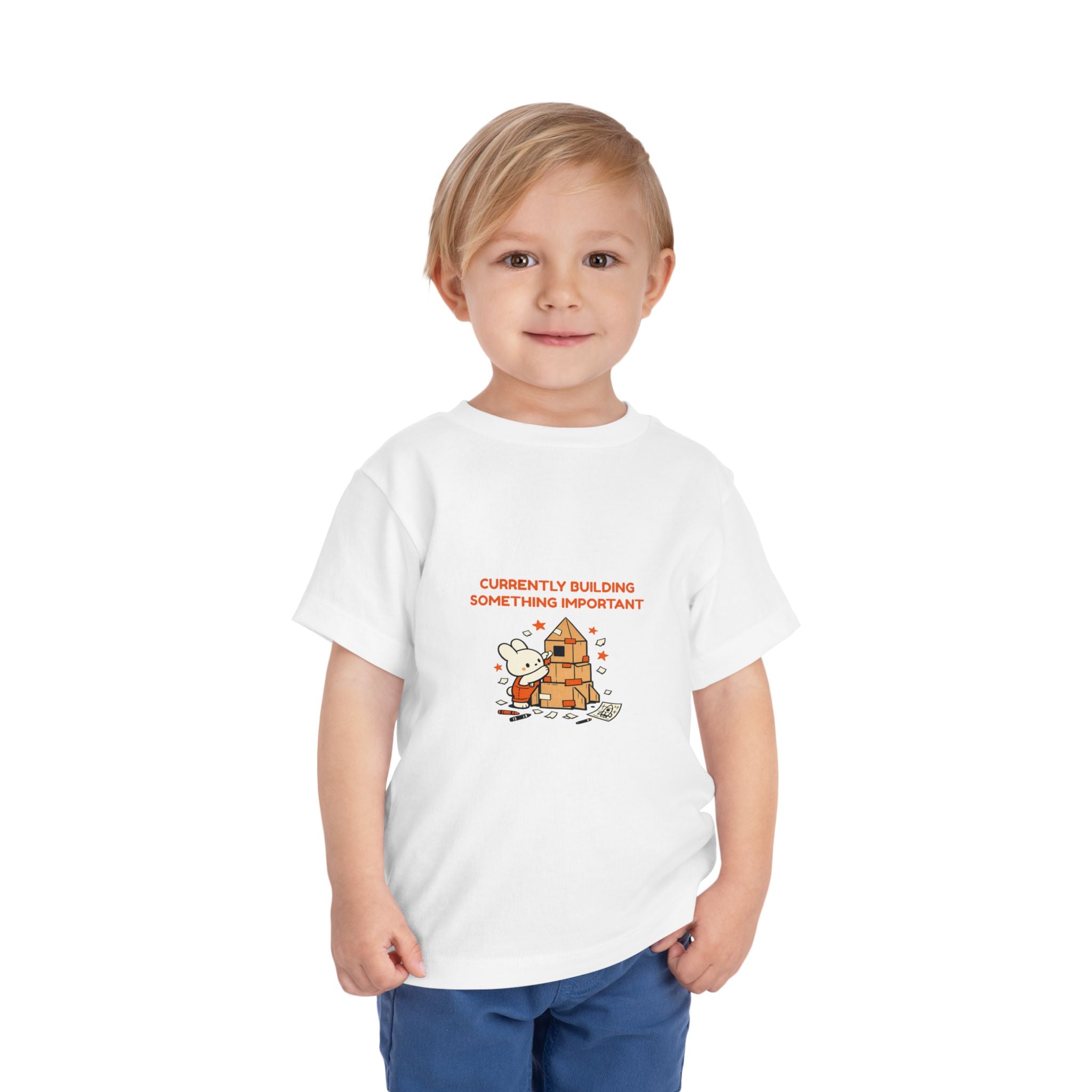 Toddler Tee — "Currently Building Something Important" Cute Construction Mouse Shirt