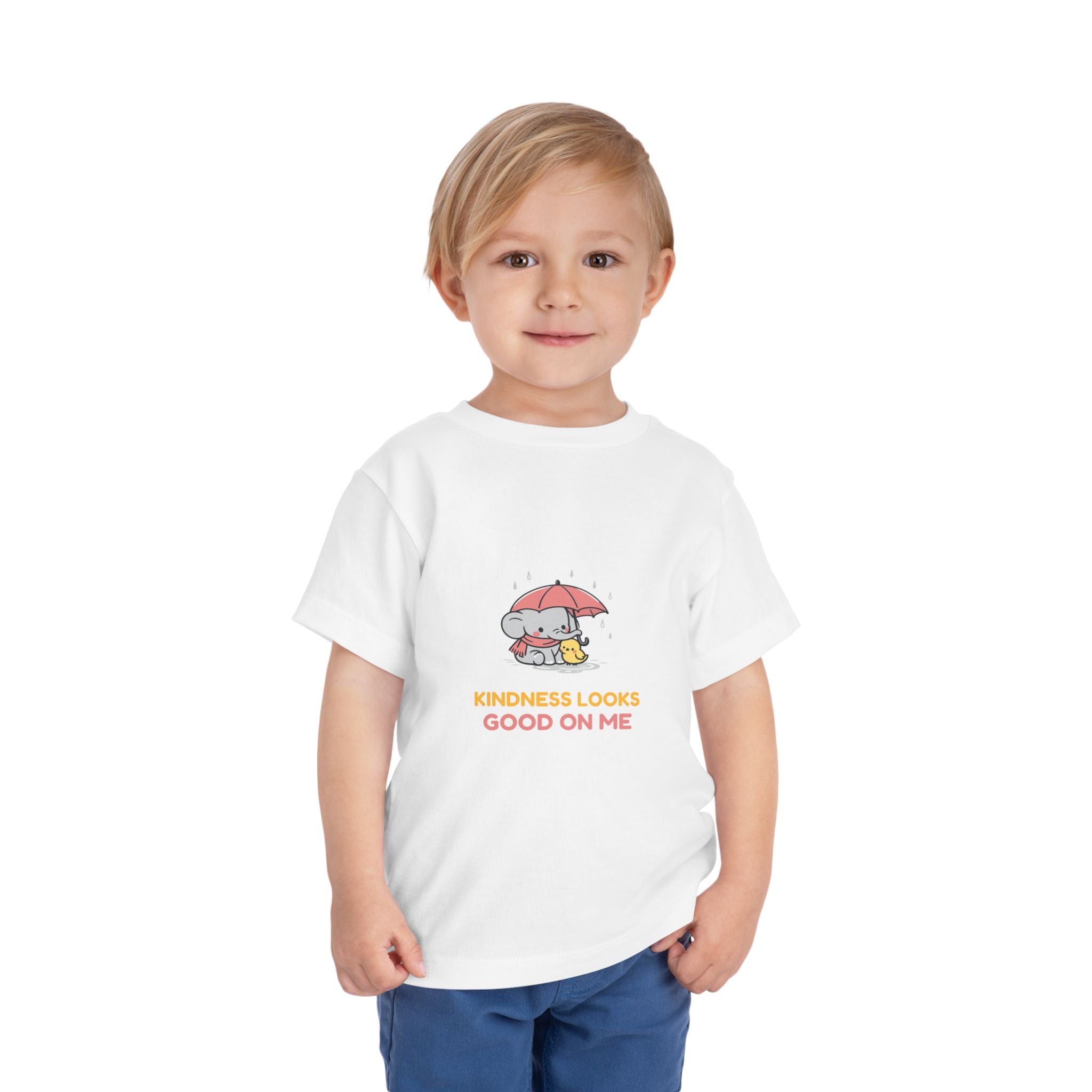 Toddler Tee - "Kindness Looks Good On Me" Elephant & Duck Cute Graphic