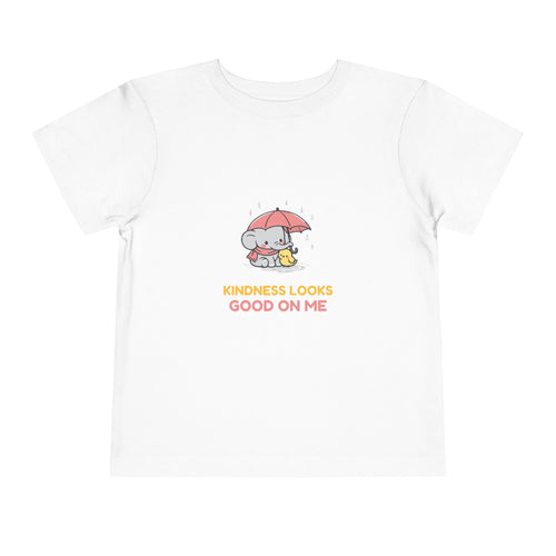 Toddler Tee - "Kindness Looks Good On Me" Elephant & Duck Cute Graphic