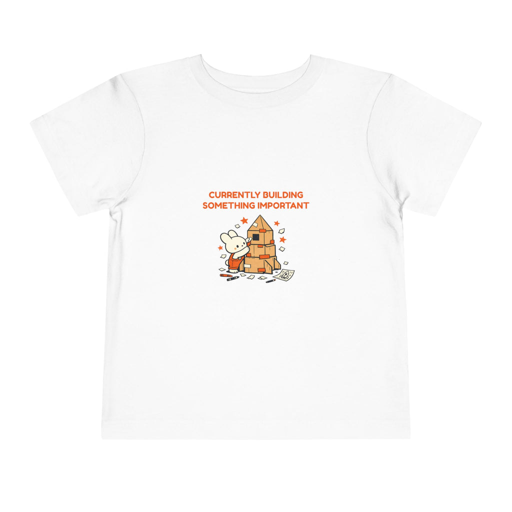 Toddler Tee — "Currently Building Something Important" Cute Construction Mouse Shirt