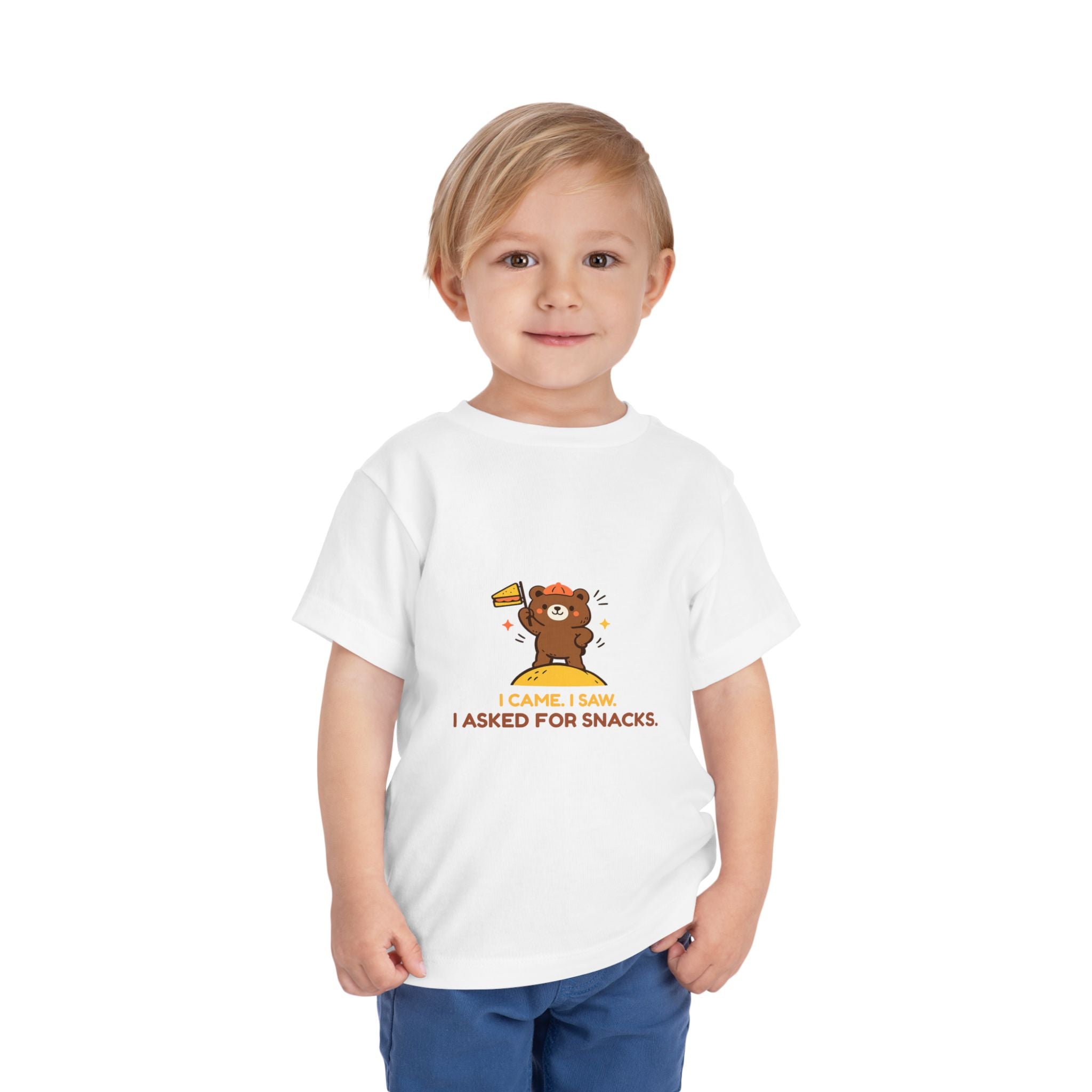 Toddler Tee — Cute Bear "I Came. I Saw. I Asked for Snacks." Kids T‑Shirt